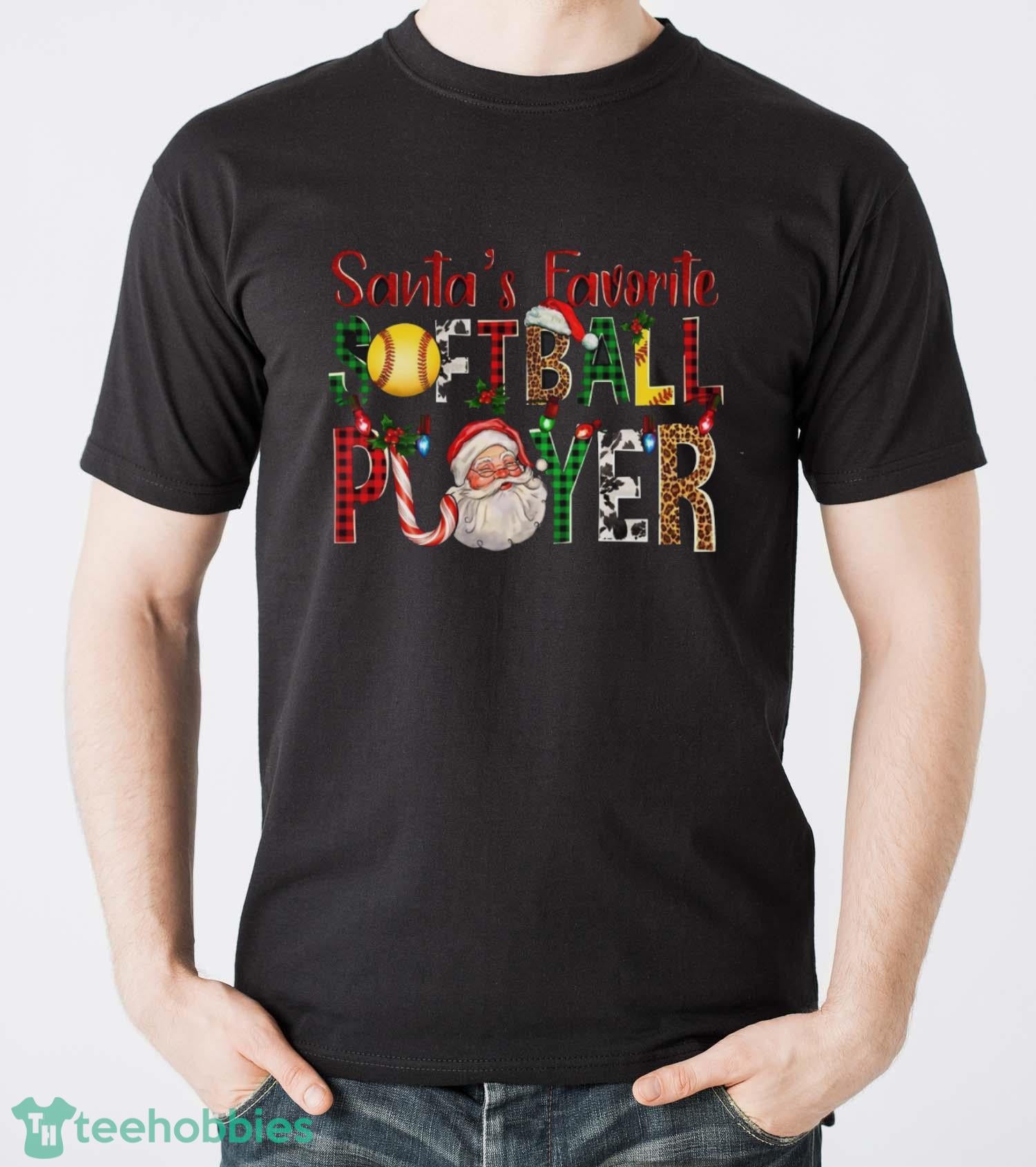 Santa’s Favorite Softball Player, Christmas Santa Tshirt, Gift For Softball Lover