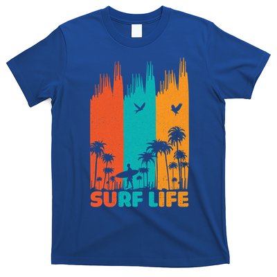 Surfing Surfer Retro Surf Life Summer Palm Tree Family Trip Gift T-Shirt