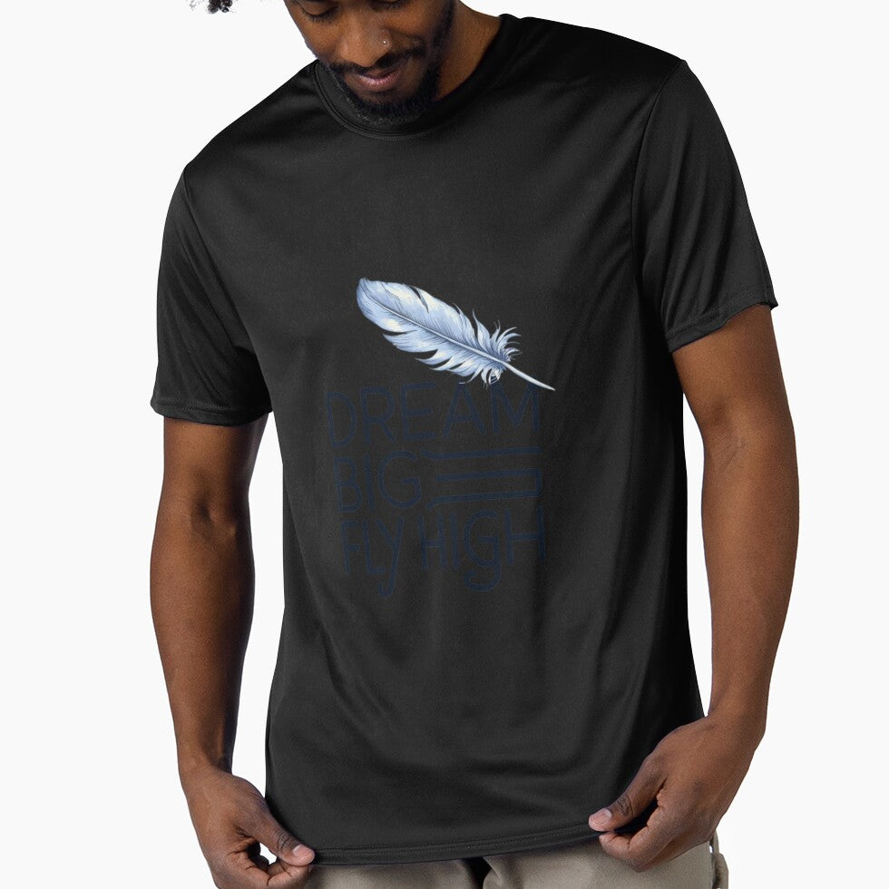Dream Big, Fly High" T-Shirt – Inspirational Feather Design | 2024 Motivational Apparel by T010