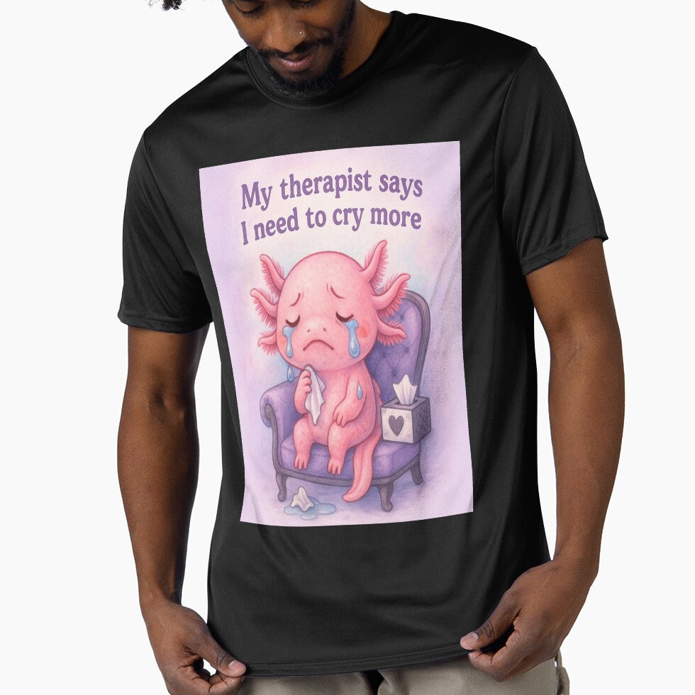 My Therapist Says I Need to Cry More” Cute Crying Axolotl Shirt – Pastel Soft Girl Aesthetic for Sad Girls & Feelers by ReyDeLaCalle