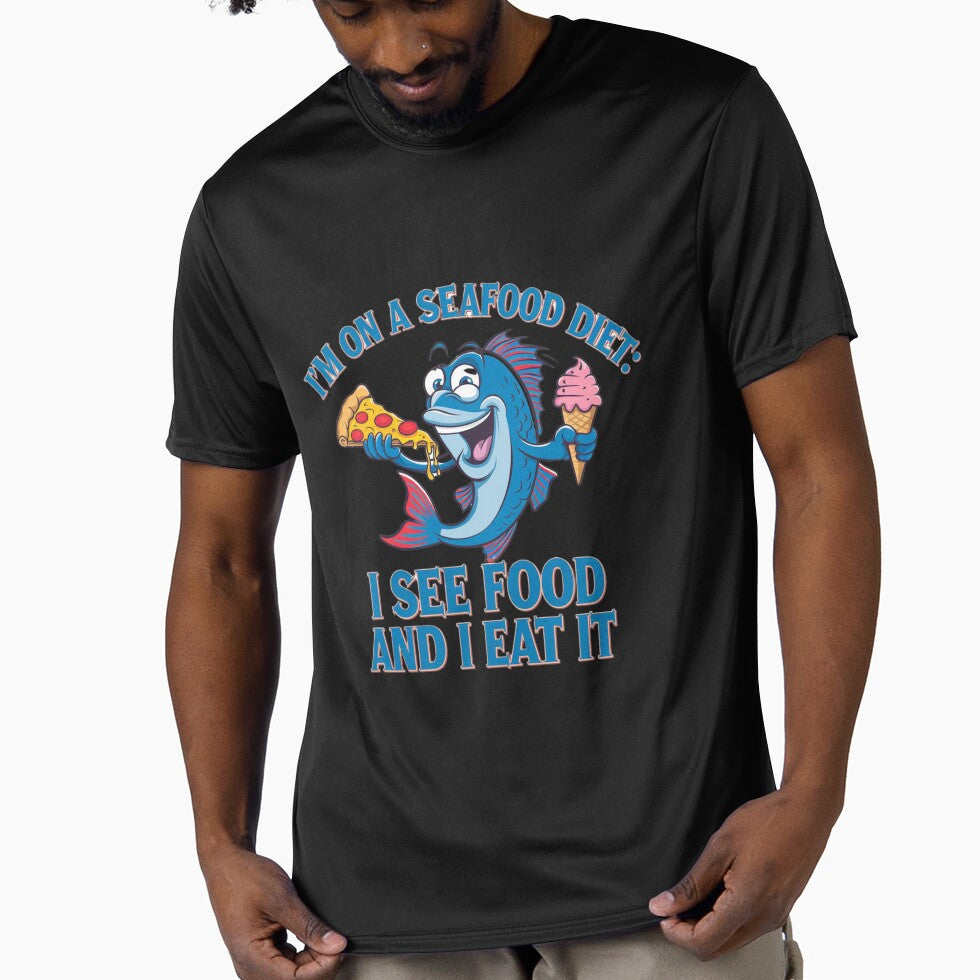 I’m On a Seafood Diet: I See Food and I Eat It" – Funny Food T-Shirt | Perfect for Food Lovers & Pun Fans by T010