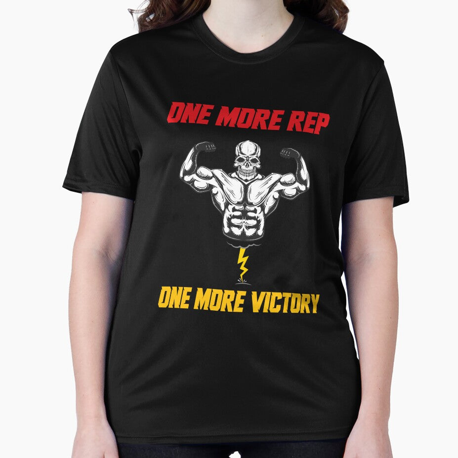 ONE MORE REP Skull T-Shirt - Bodybuilding Victory Motivation - Weightlifting Beast Mode Training Gift by Dziridesign