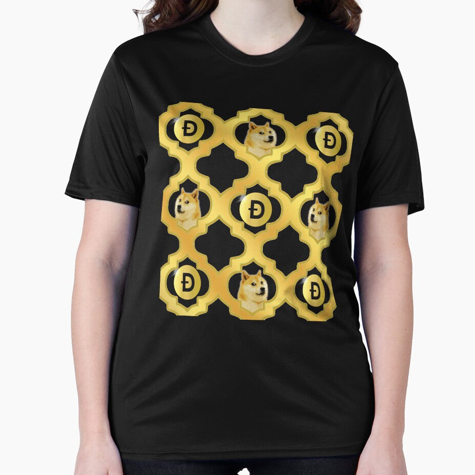 Luxe Espresso Doge Coin Pattern - Imperial Gold Shiba Inu Crypto Art by Art-PraveenRai