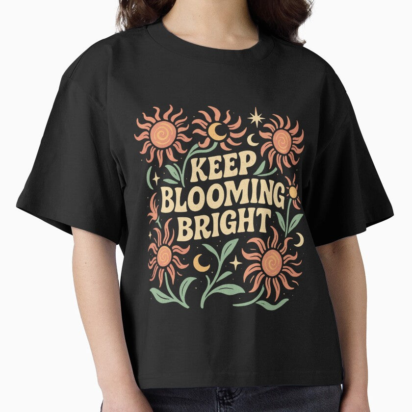 Keep Blooming Bright – Retro Sunburst Celestial Flower Power Design by 5CatDesign