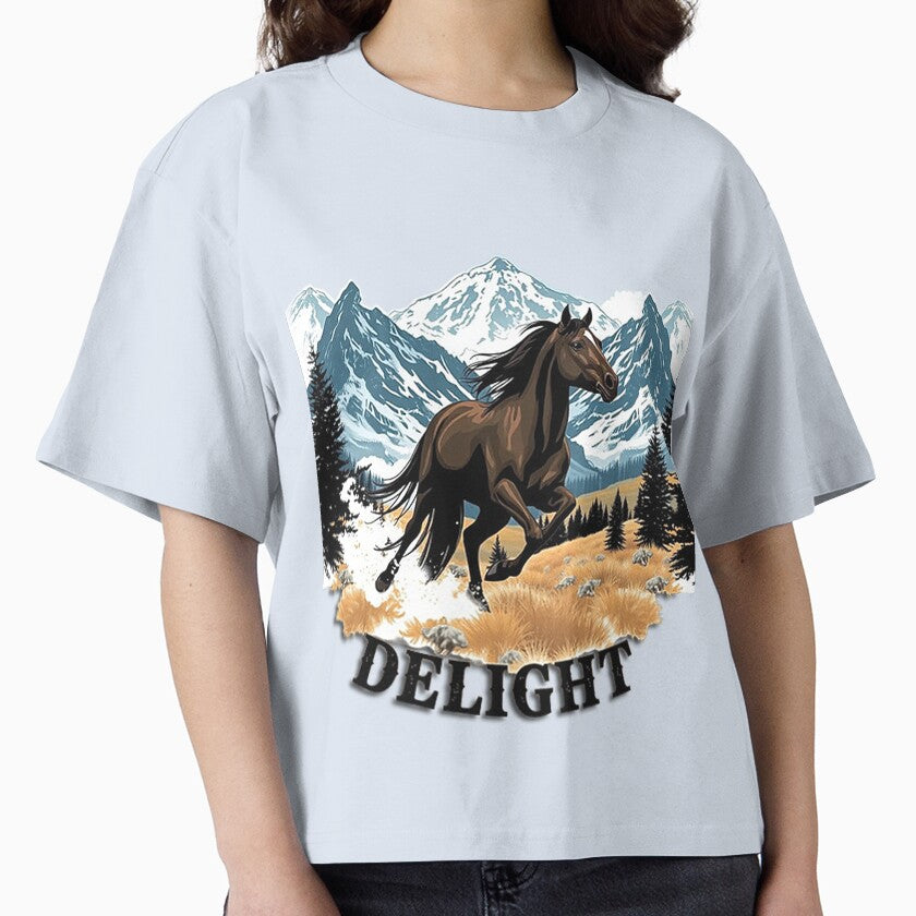 Horse Riding Apparel - Mountain and Horse T-Shirt by freirestone