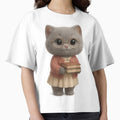 Cute Librarian Cat - Adorable Grey British Shorthair Kitten Art by Moons Studio