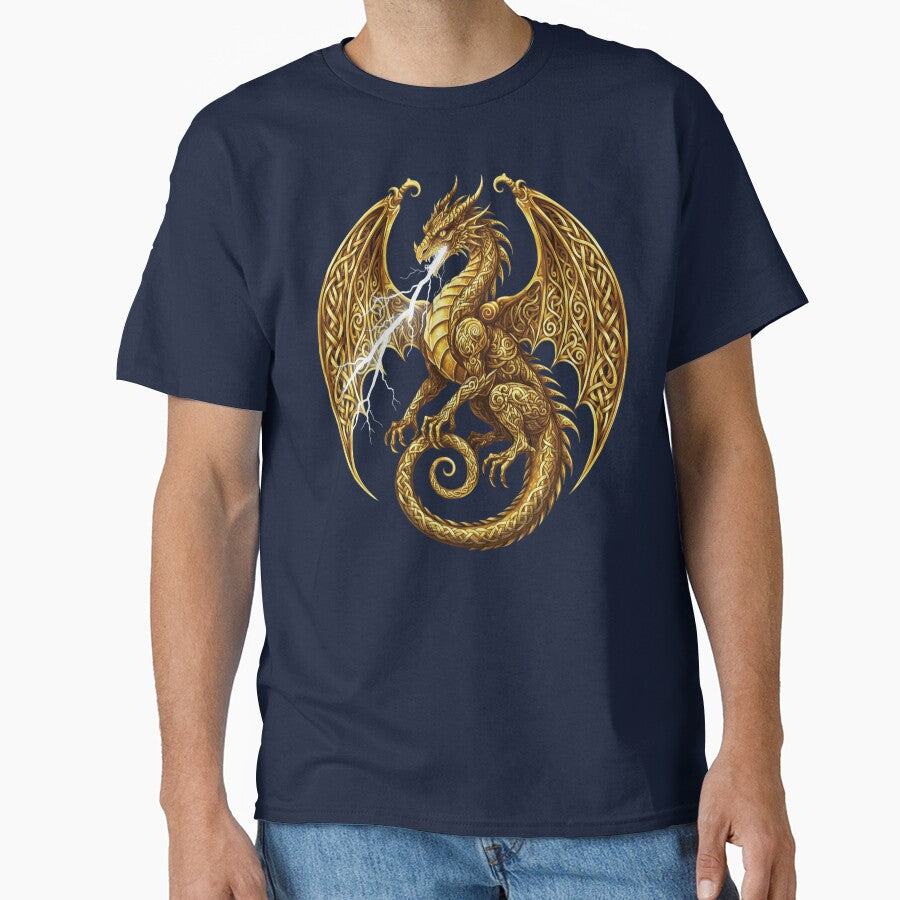 Celtic Gold Lightning Dragon Dark Knotwork Wings by Johan Proud Blade