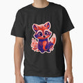 Red And Dark Blue Flower Raccoon Shirt and sticker design by Zeesdesign by ZEESDESIGN