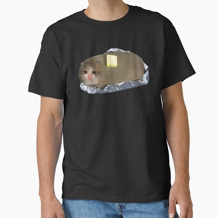 Baked Potato Cursed Sad Butter Cat Crying Meme by fomodesigns