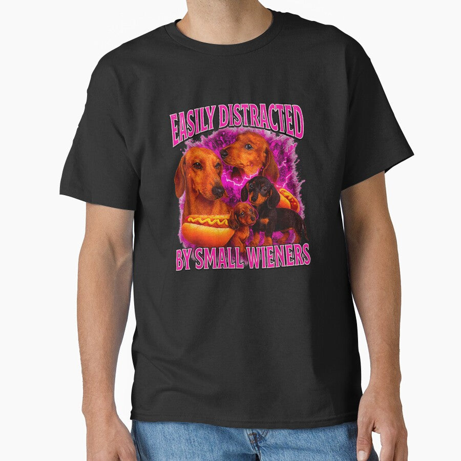 Easily Distracted by Small Wieners Funny Offensive Dachshund by Animal-Replicas