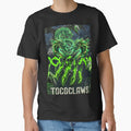 Three fierce, glowing neon green dragons soaring above massive, shredded claw marks. by TOCOCLAWS