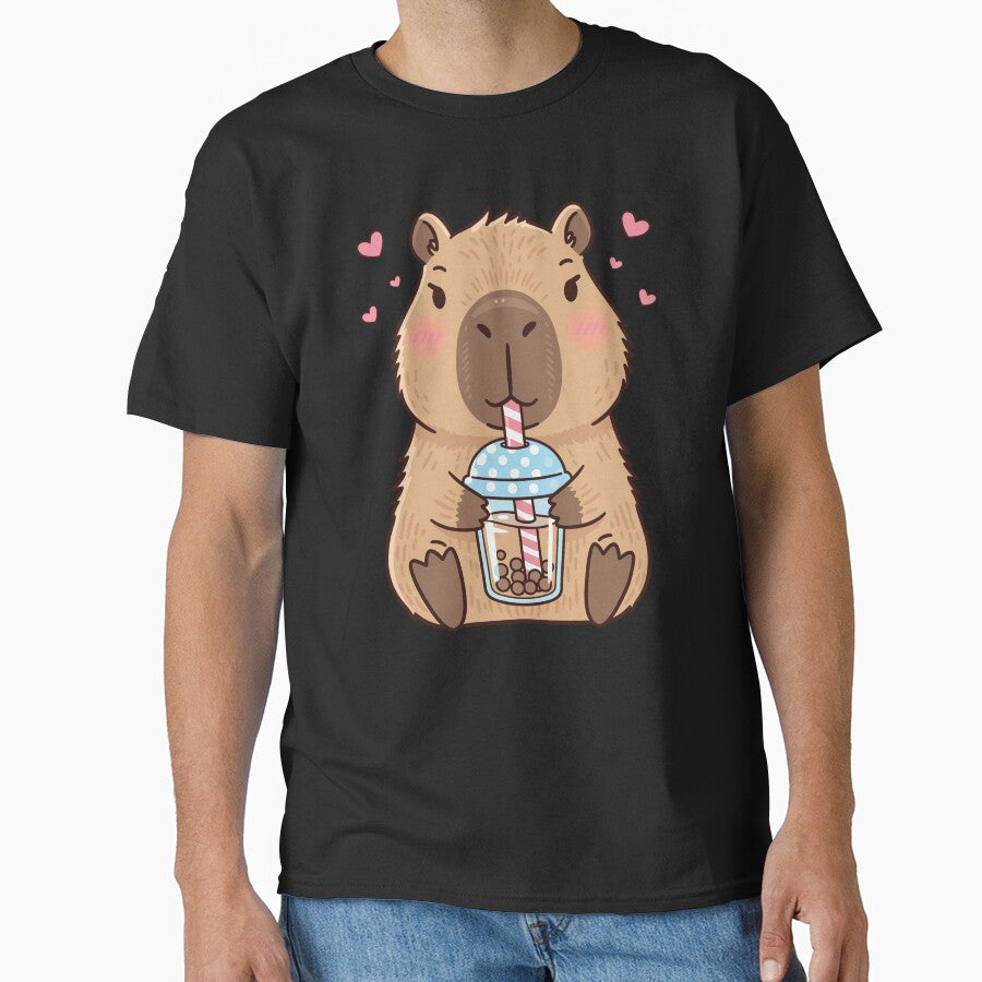 Kawaii Capybara Drinking Boba by EverkindInk