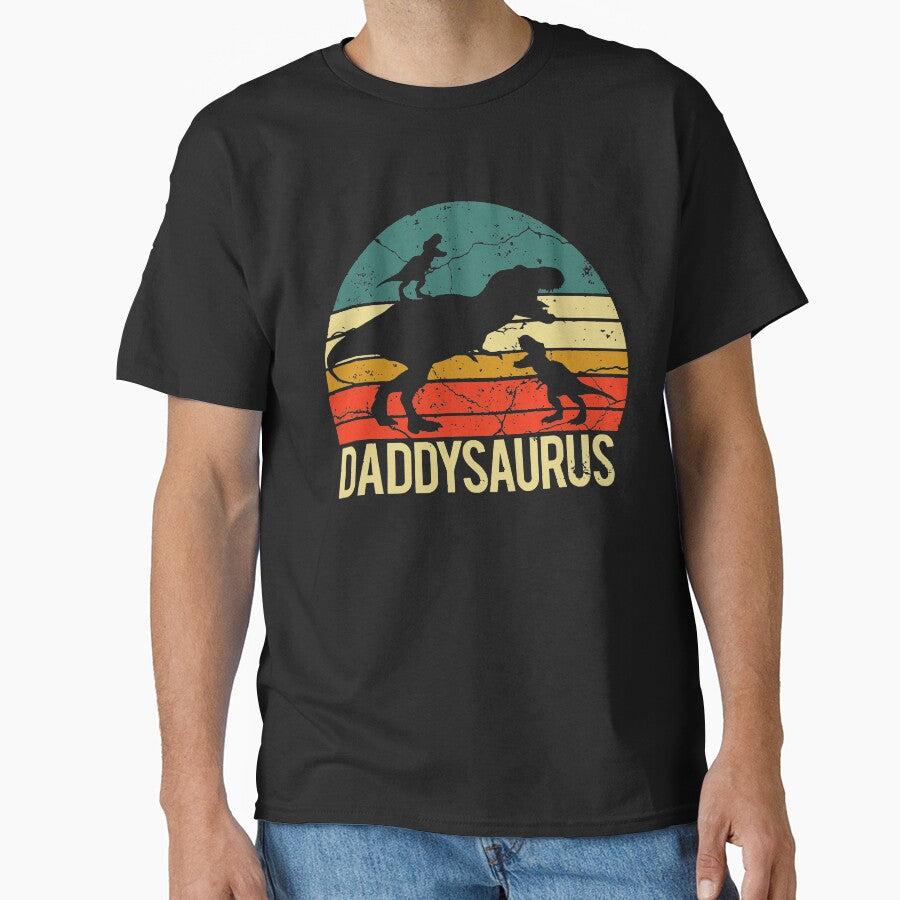 Best Daddysaurus Fathers Day Vintage Shirt Dinosaur Dad Of Two Kids Birthday T Shirt by tuanitus