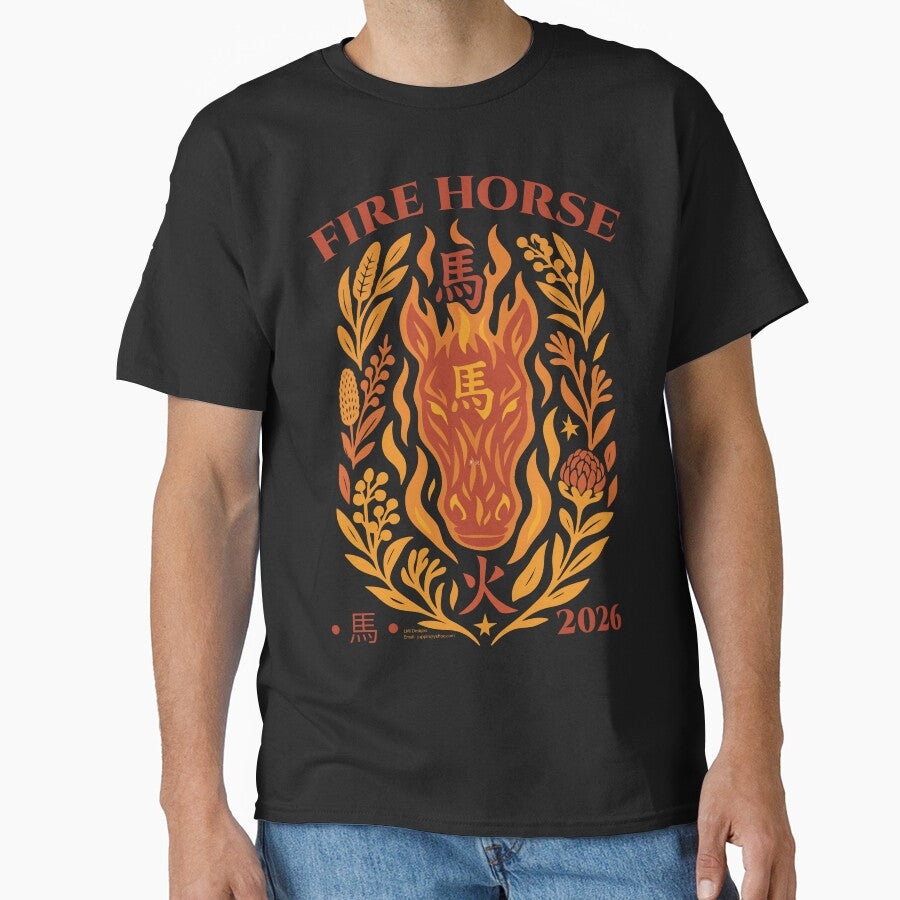 Fire Horse 2026 – Australian Fusion Zodiac Art T-Shirt by LMIdesigns