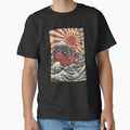 Red Octopus Japanese Waves Kraken Vintage by suhairee-studio
