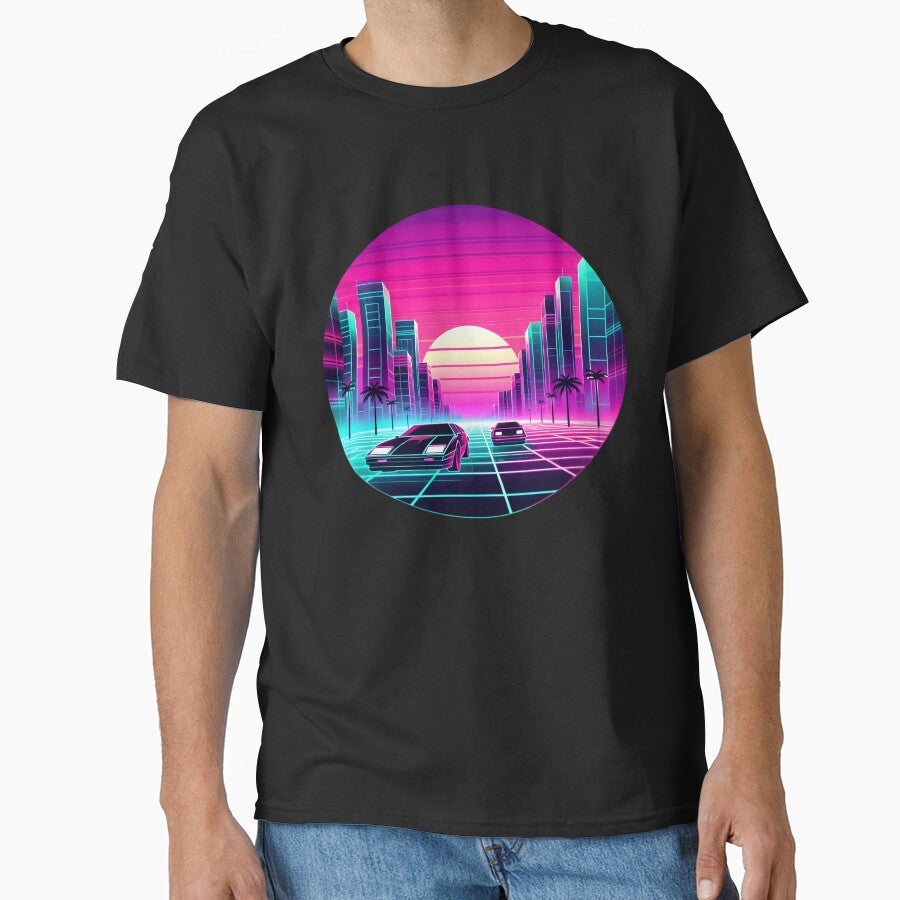 Retro Futuristic Neon City Drive by IllumeInk