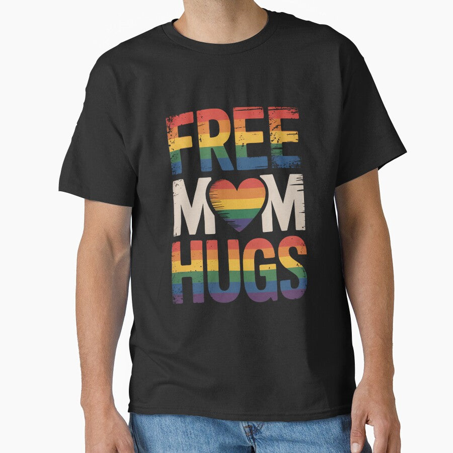 Free Mom Hugs Pride Mom LGBTQ Heart rainbow transgender flag by TrinaEspinoza