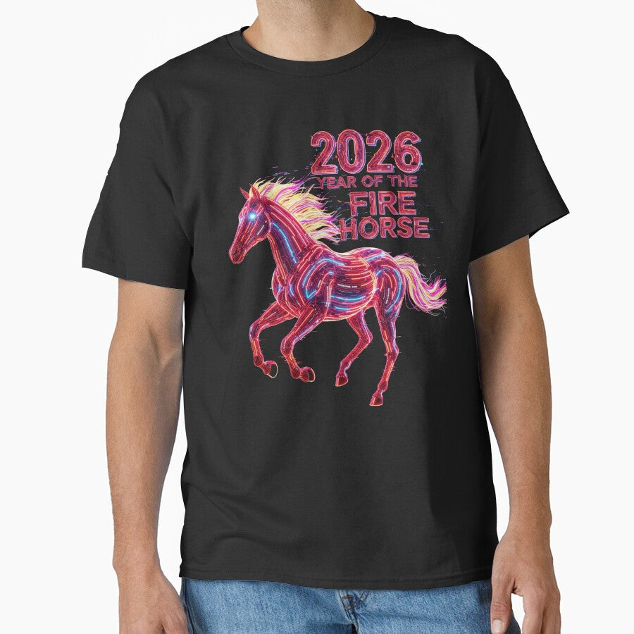 Cyberpunk Fire Horse 2026 – Glitch Art Lunar New Year by Design_Your_Day