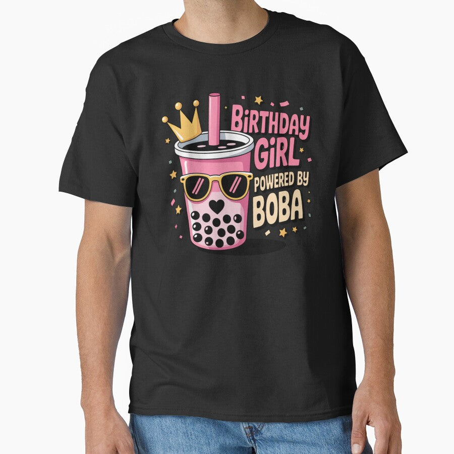 Birthday Girl Powered by Boba Cute Bubble Tea Party Design by Nzgiftsandmore