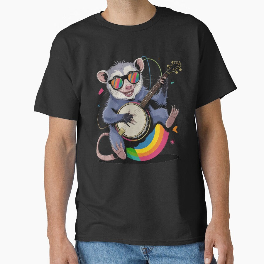 Opossum Playing Banjo Guitar Possum Live Weird Trash Kitty by PosiMCreations