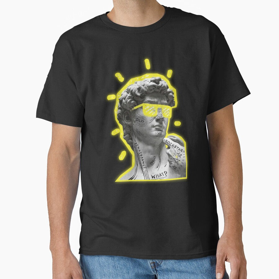 Vaporwave Doodle David statue by PourElla
