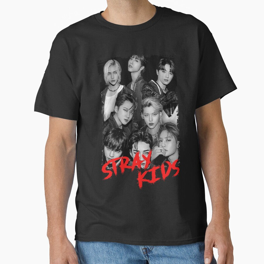 Stray Kids Kpop Group Members black and white Korean Kpop RGB Color Design by Piosenka Art