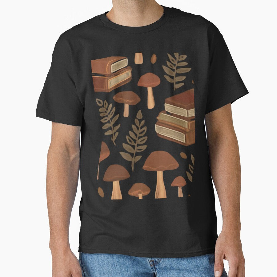 Dark Academia Books And Mushrooms Pattern by bvdesignart