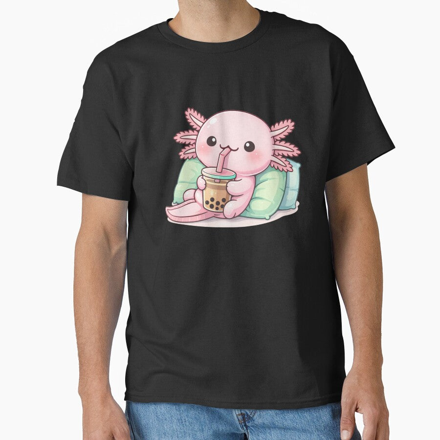 Bubble Tea Lounge Axolotl – Cute Kawaii Axolotl Relaxing Chibi Anime Art by ColorSplash123