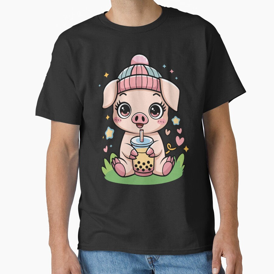 Cute Pig Enjoying Bubble Tea by InsanseCreation
