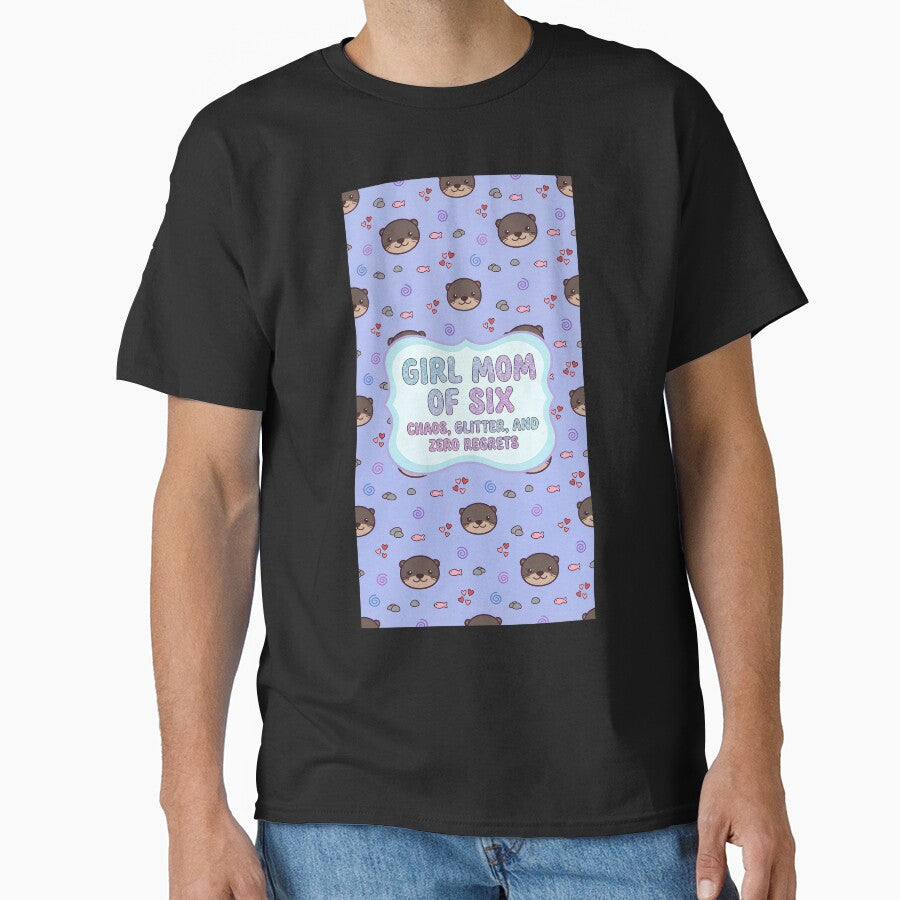 Girl Mom of 6 Cute Otter Purple Pattern by Itsheartshop