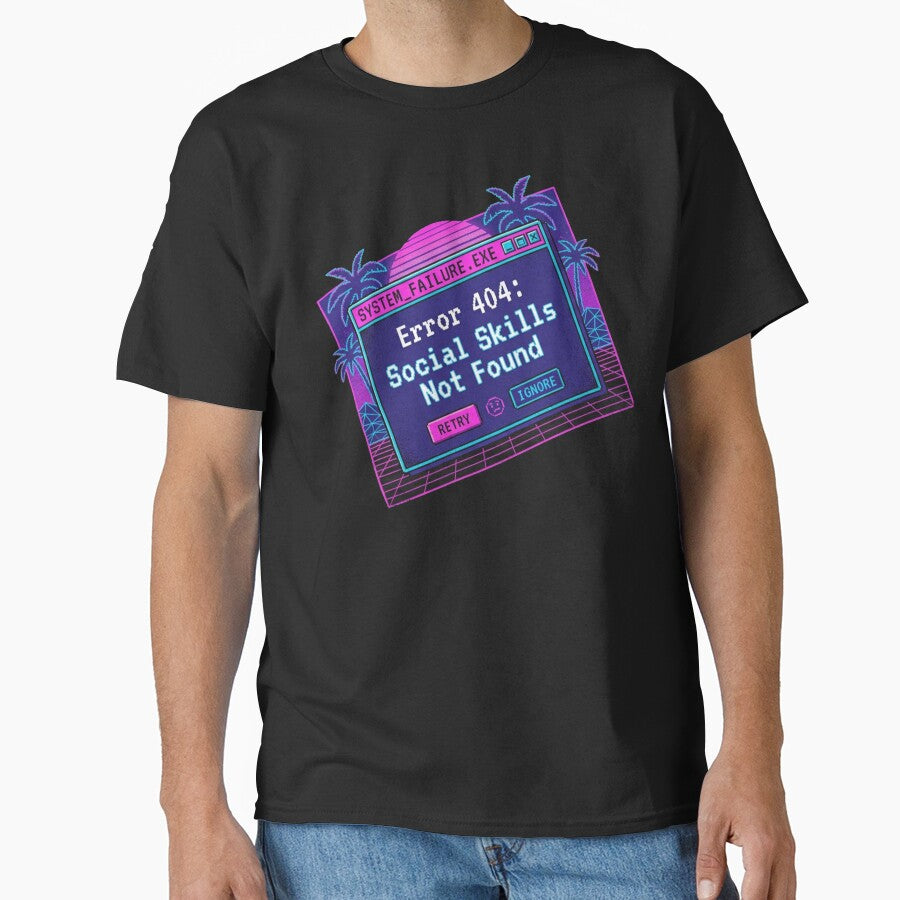 Vaporwave Retro Error 404 Social Skills Not Found by YourWearPulse
