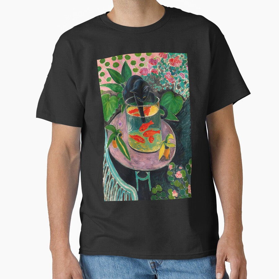 Black Cat with Goldfish After Henri Matisse | Fauvist Botanical Wall Art Poster by artofuniverse