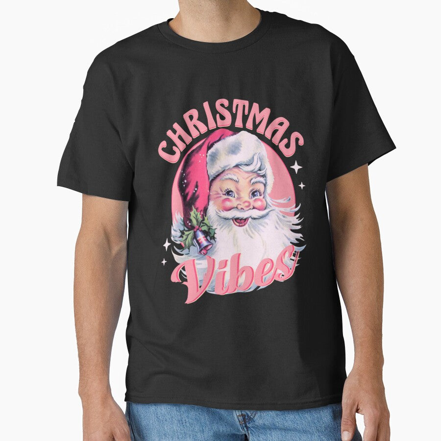 Retro Vintage Pink Christmas Vibes Funny Pink Santa Claus by Mikhailaw
