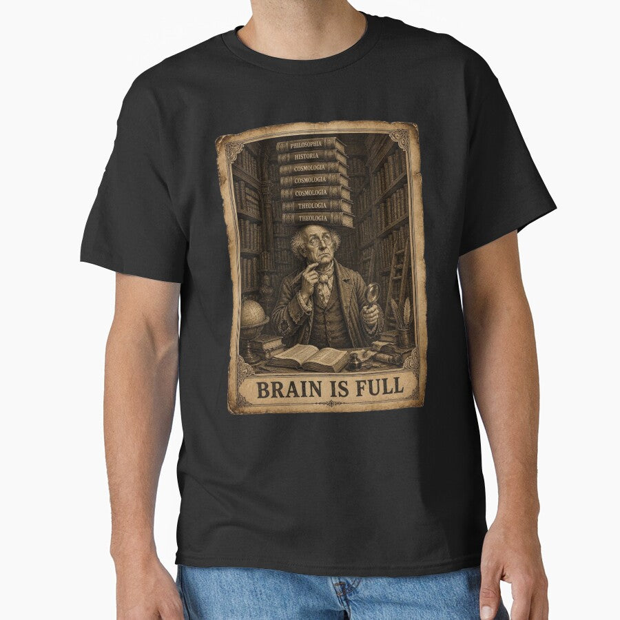 Brain Is Full Funny Student Humor Vintage Academic Design by thoughtswear