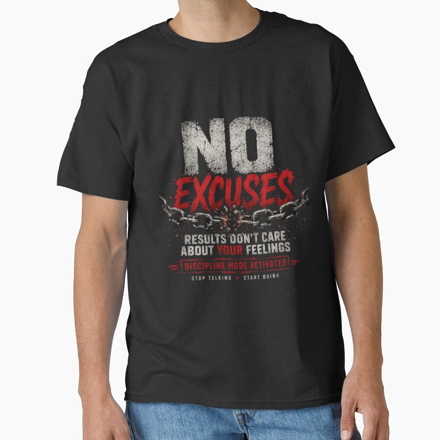 NO EXCUSES | DISCIPLINE MODE ACTIVATED WOMEN'S MOTIVATION T-SHIRT by LowBatteryStudio ⭐