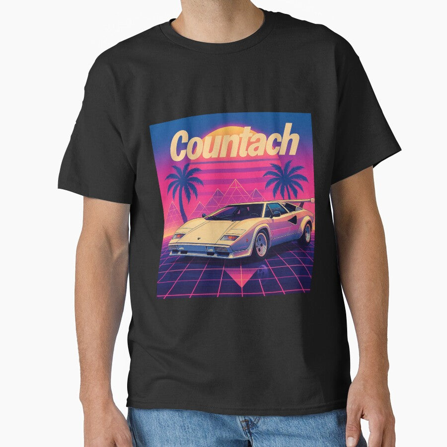 Retro Lamborghini Countach Sunset Art – Vaporwave Miami 80s Aesthetic by TheArtOfCar