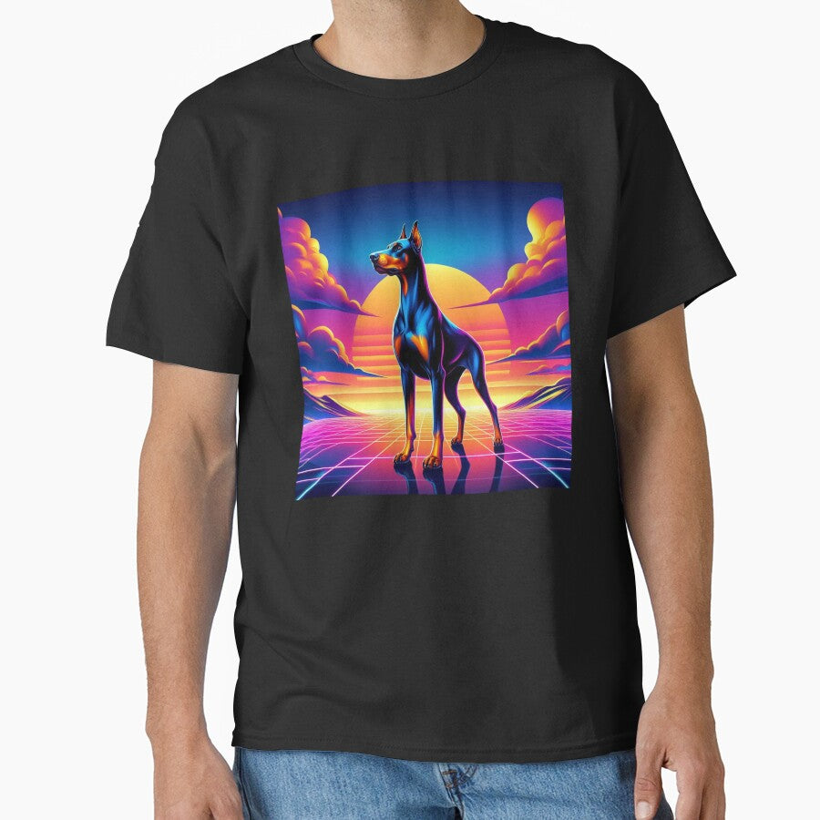 Neon Doberman – Synthwave Sunset Power Design by Dogandesighn