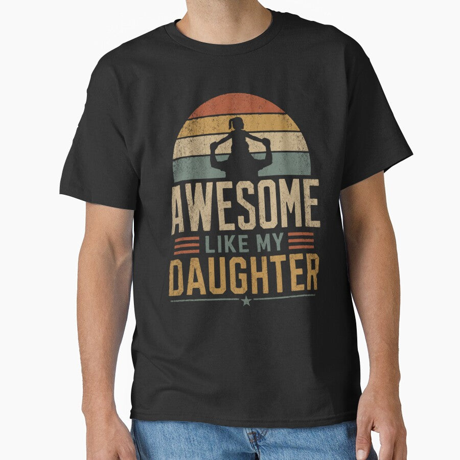 Awesome Like My Daughter Retro Vintage Dad Daughter Silhouette Gift by 519xdesign