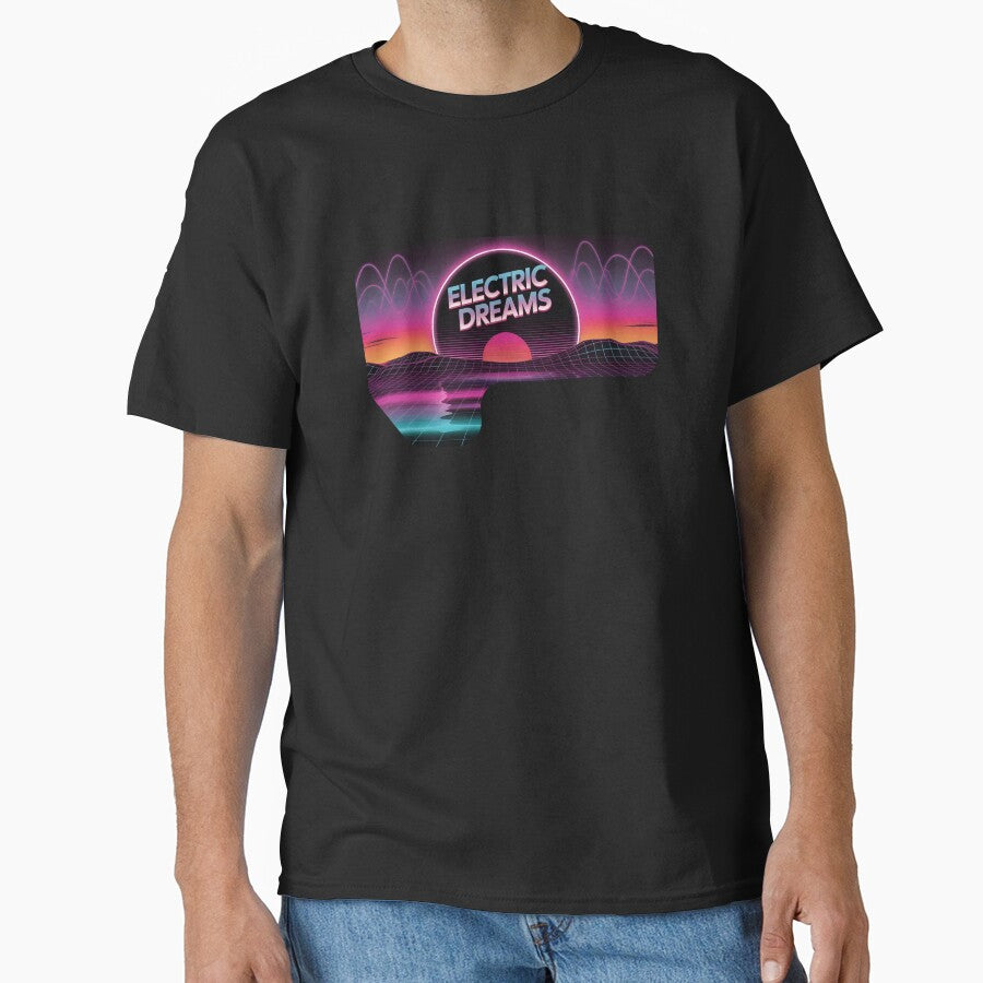 Electric Dreams – Retro Synthwave Neon Sunset by 404wearpl