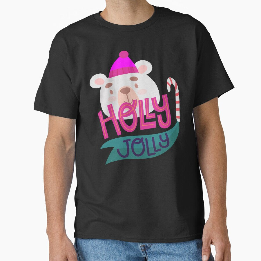 Retro vintage pink polar bear-christmas holly jolly by hamzablk