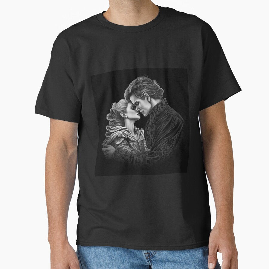Black and White Gothic Romance Couple Portrait Art by inkoutninja