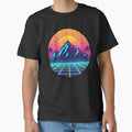 Retro Synthwave Mountain Sunset – Neon Vaporwave Landscape by Dogandesighn