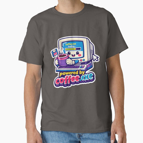 "Powered by Coffee.exe" | Retro Tech & Aesthetic Coder Art by Naviora