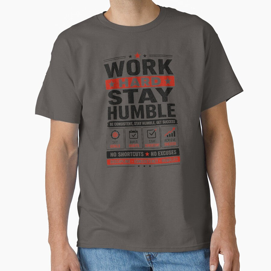 Word Hard Stay Humble - Discipline Motivation Mindset Design by DomKo10