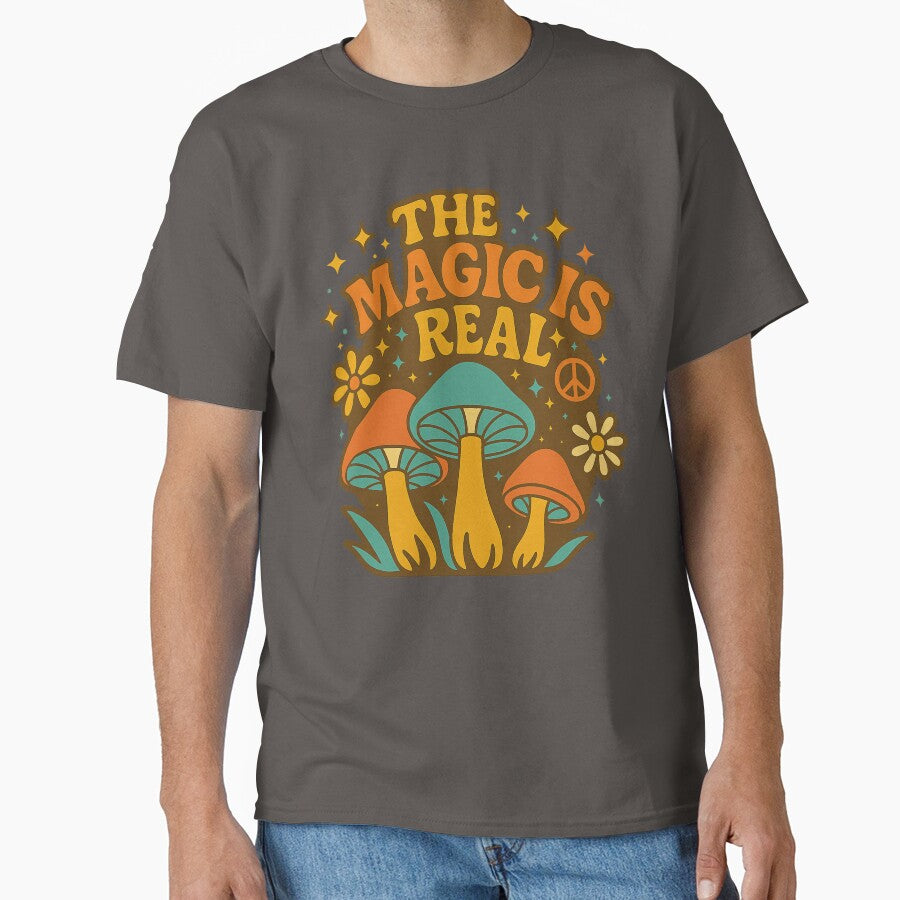 The Magic Is Real – Retro 70s Psychedelic Mushroom by getpressedshirt