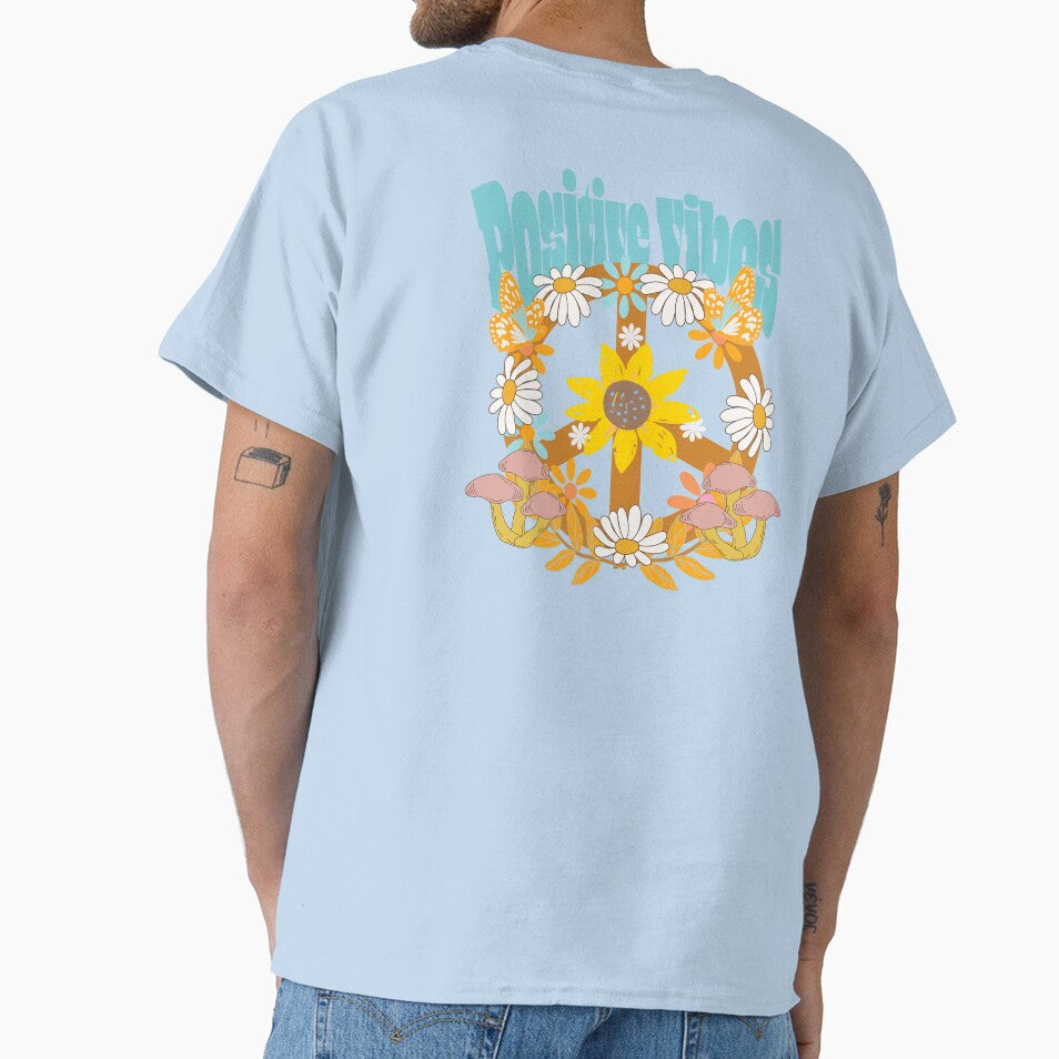 positive vibes retro flowers groovy hippie by DESIGNIRIS