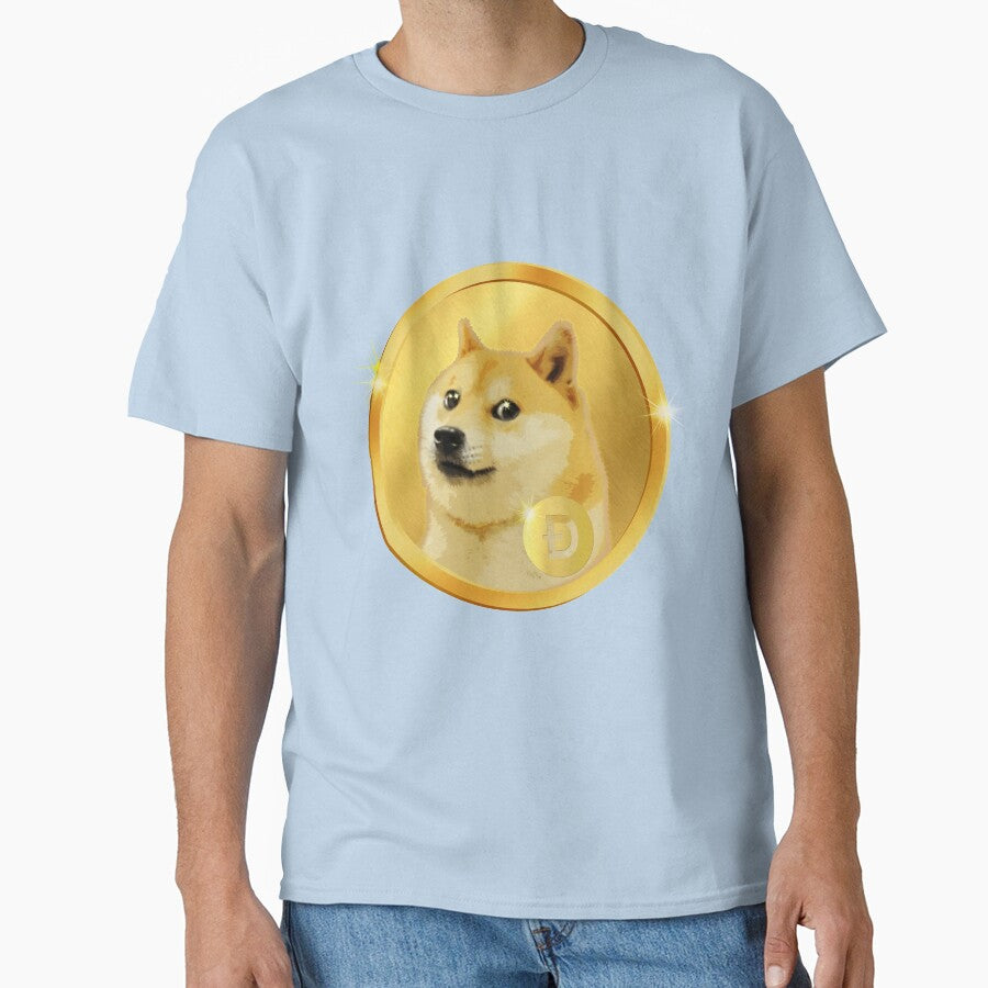 Golden Doge Coin Emblem - Vibrant Turquoise Shiba Inu Crypto Art by Art-PraveenRai