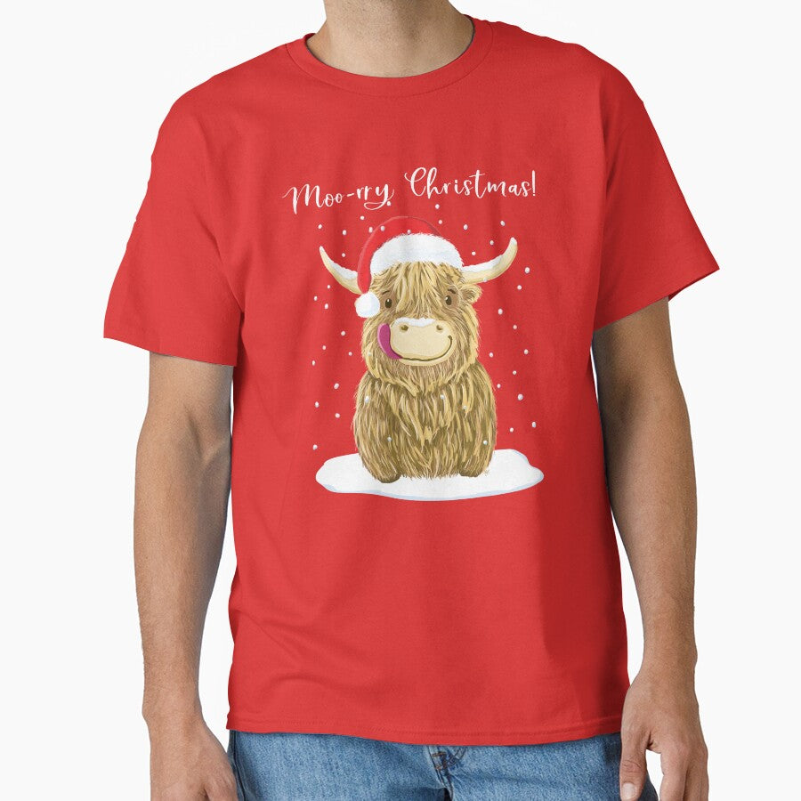 Scottish Highland Cow, Moo-rry Christmas Wee Hamish by brodyquixote