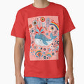 Cute Blue Whale with Spout and Rainbow - Scandinavian Folk Art by heidiannemorris © by FOLK ART FUSION by heidiannemorris