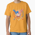 Baseball Drip American Flag Boys Kids Youth 4th of July T-Shirt by Badriiiii